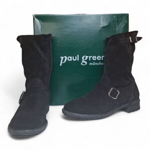 Paul Green Addison Suede Leather Belted Biker Moto Calf Boot 8